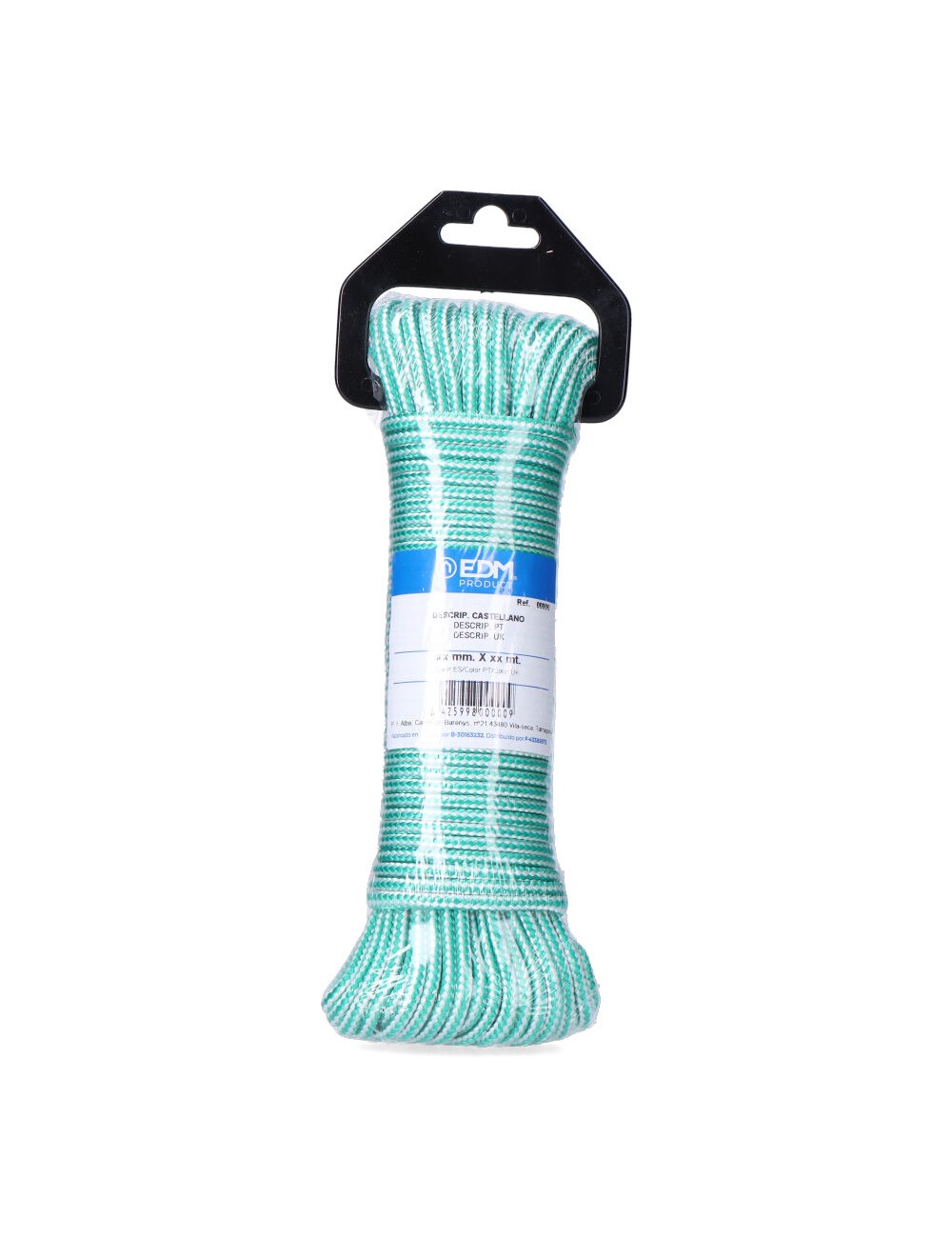 Cordón trenzada polipropileno verde / blanco, calibre 4,5 mm x 25 m