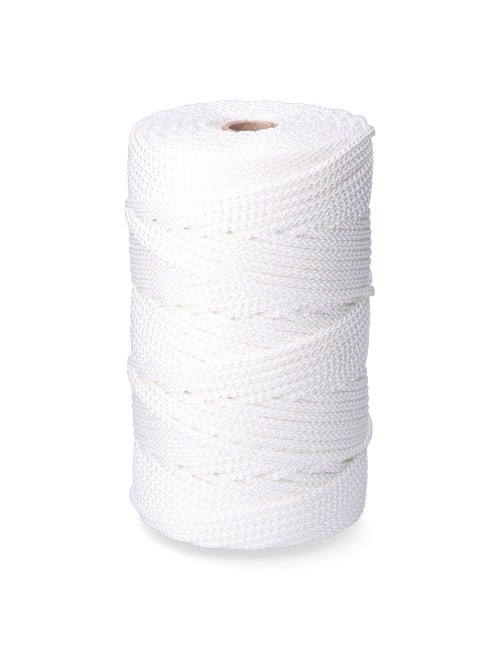 Cordón trenzado poliéster granete blanco, calibre 5 mm x 200 m