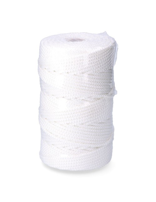 Cordón trenzado poliéster granete blanco, calibre 5 mm x 200 m