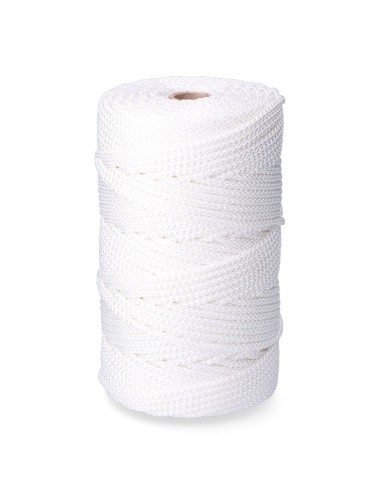 Cordón trenzado poliéster granete blanco, calibre 6 mm x 200 m