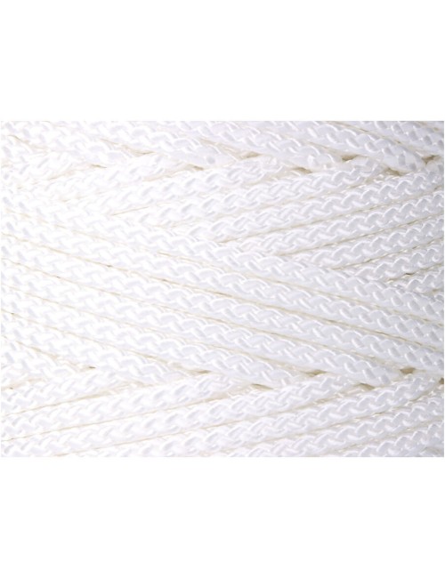 Cordón trenzado poliéster granete blanco, calibre 6 mm x 200 m