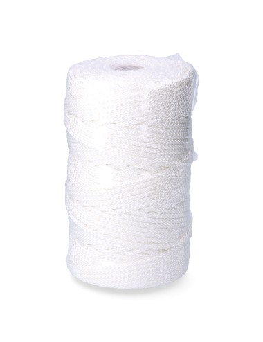 Cordón trenzado poliéster granete blanco, calibre 6 mm x 200 m