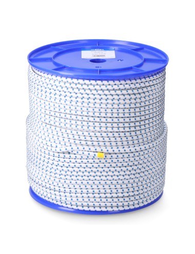 Cuerda de goma elástica blanca / azul poliéster calibre 6 mm x 200 m