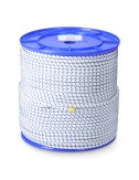 Cuerda de goma elástica blanca / azul poliéster calibre 10 mm x 100 m