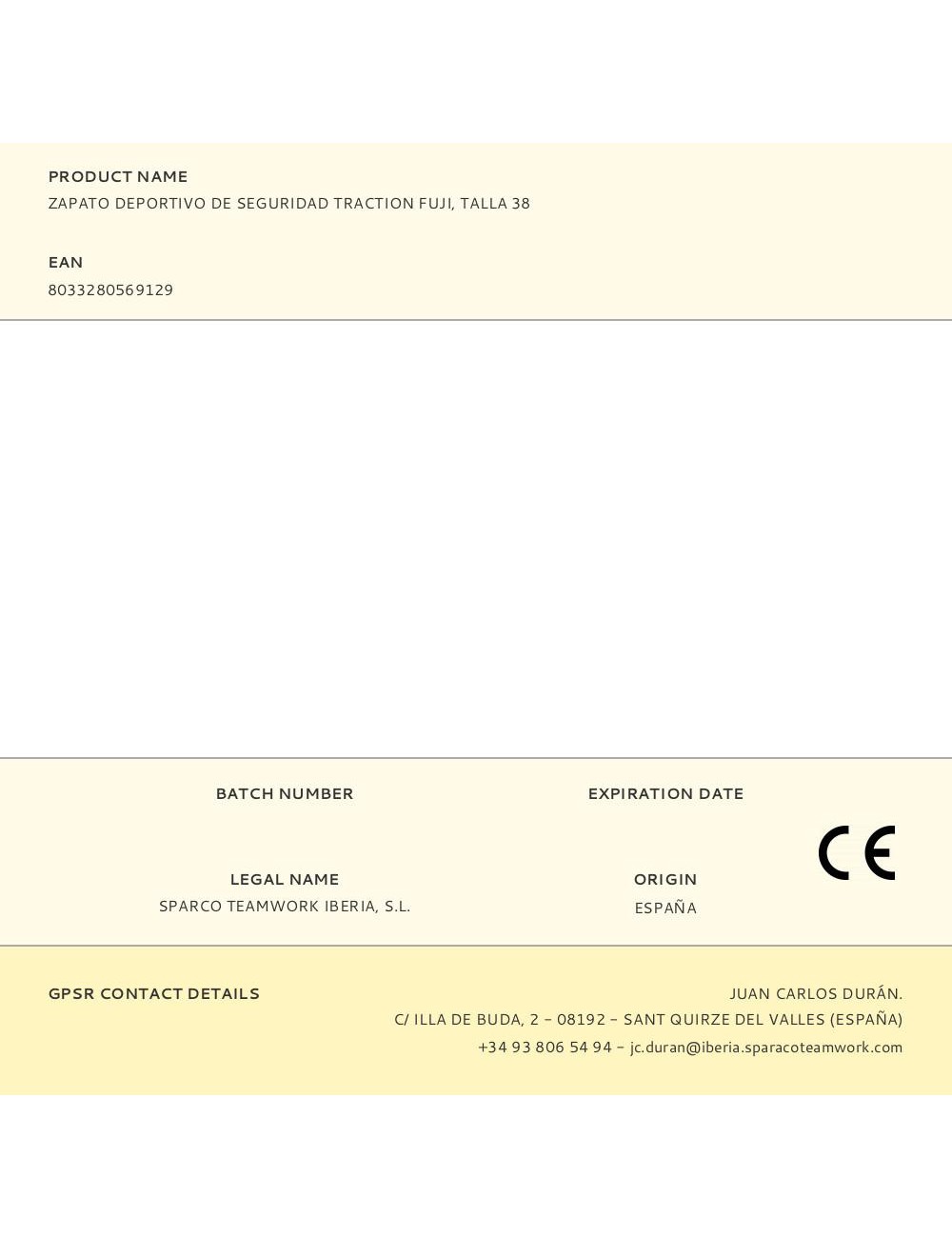 Zapato deportivo de seguridad traction fuji, talla 38