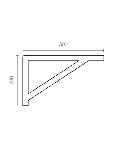Escuadra reforzada plm04 negra 300 x 220 mm