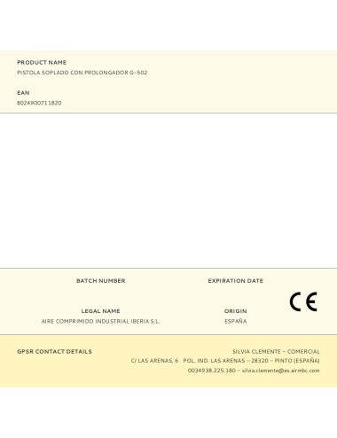 Pistola soplado con prolongador g-502