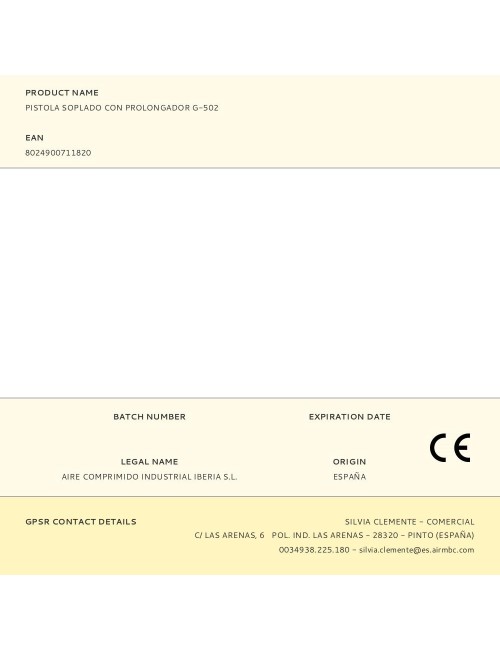 Pistola soplado con prolongador g-502