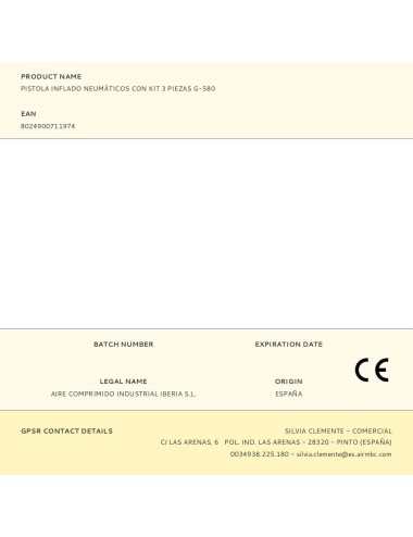 Pistola inflado neumáticos con kit 3 piezas g-580