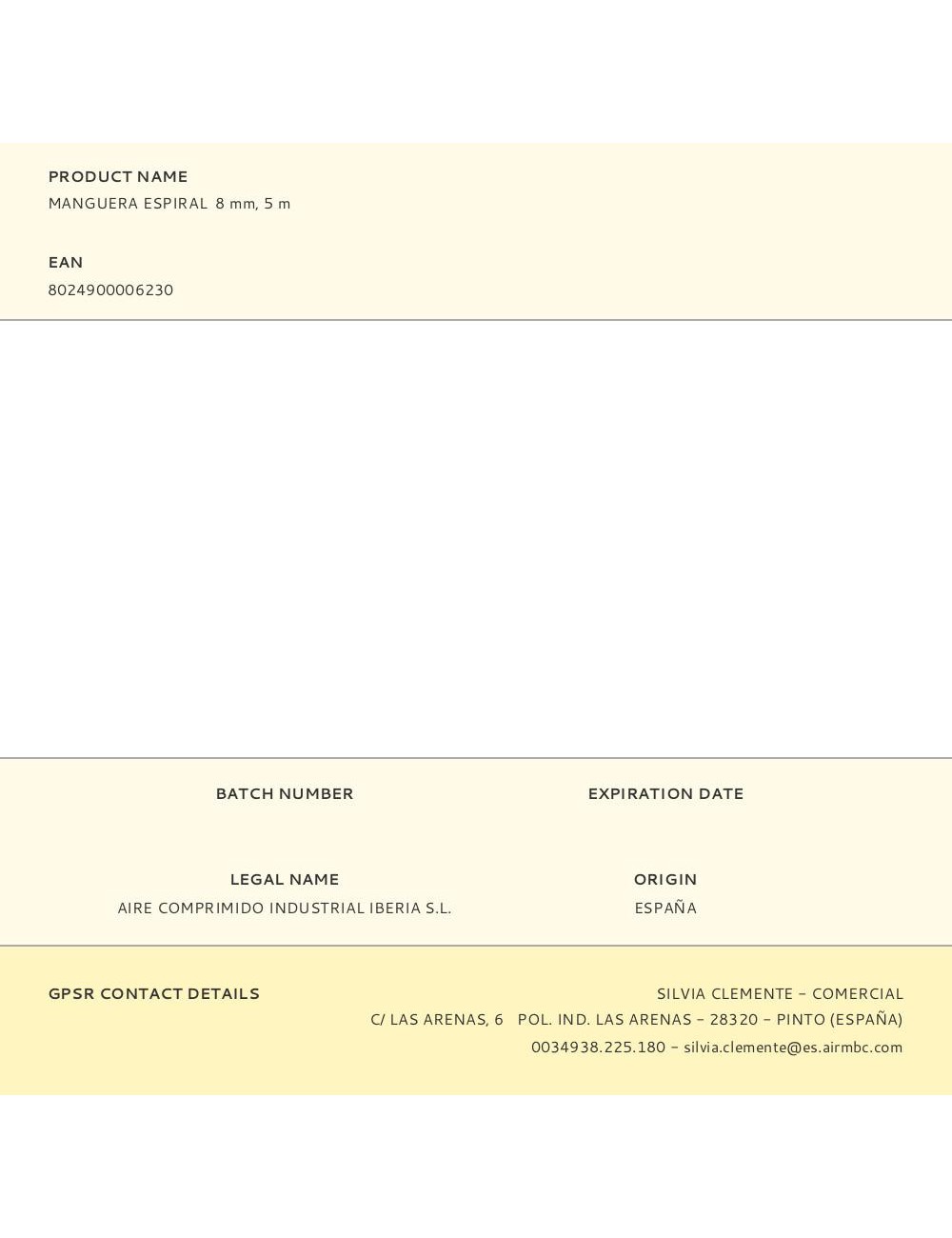 Manguera espiral 8 mm, 5 m