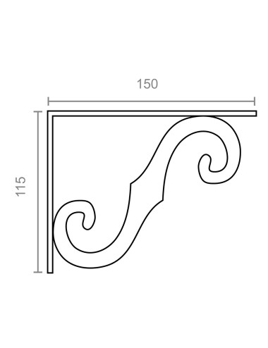 Escuadra ornamental plm05 negro 155 x 110 mm