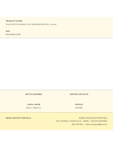 Placa recta union plc01 bicromatado 55 x 16 mm