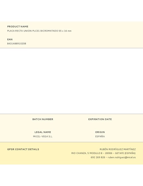 Placa recta union plc01 bicromatado 55 x 16 mm