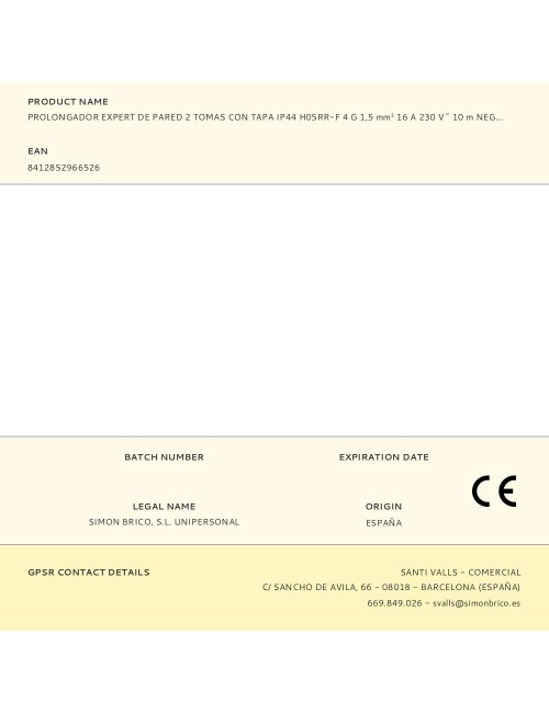 Base múltiple 2 tomas schuko, ip44, 10 m de cable h05rr-f 4g1,5 mm, 16a 230v~, gris/azul/negro