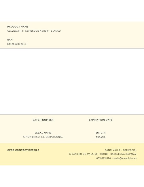 Clavija 2p+tt schuko 25 a 380 v~ blanco