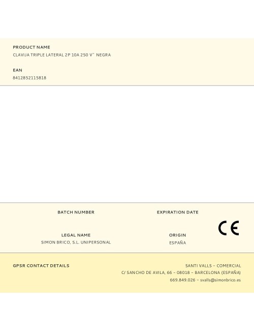 Clavija triple lateral 2p 10a 250 v~ negra
