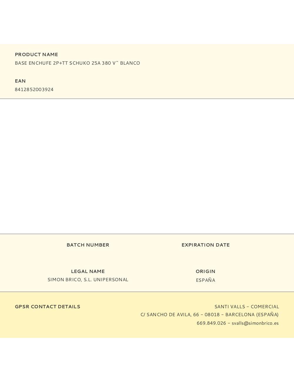 Base enchufe 2p+tt schuko 25a 380 v~ blanco