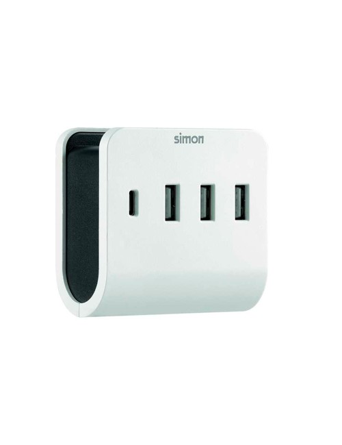 Adaptador 3 usb a + 1 usb c 16 a con soporte para smartphone