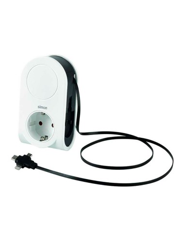 Adaptador 3 conectores usb + 1 usb a + 1 toma schuko 16a 250 v~ blanco