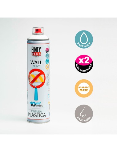 Pintura plástica spray interior ral 9016 blanca mate 600 ml