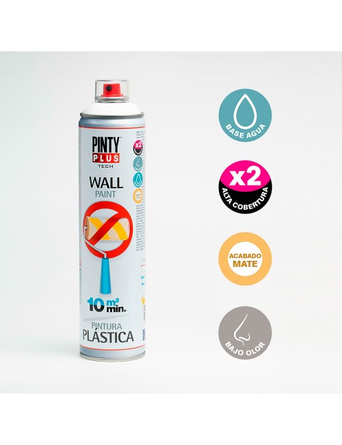 Pintura plástica spray interior ral 9016 blanca mate 600 ml