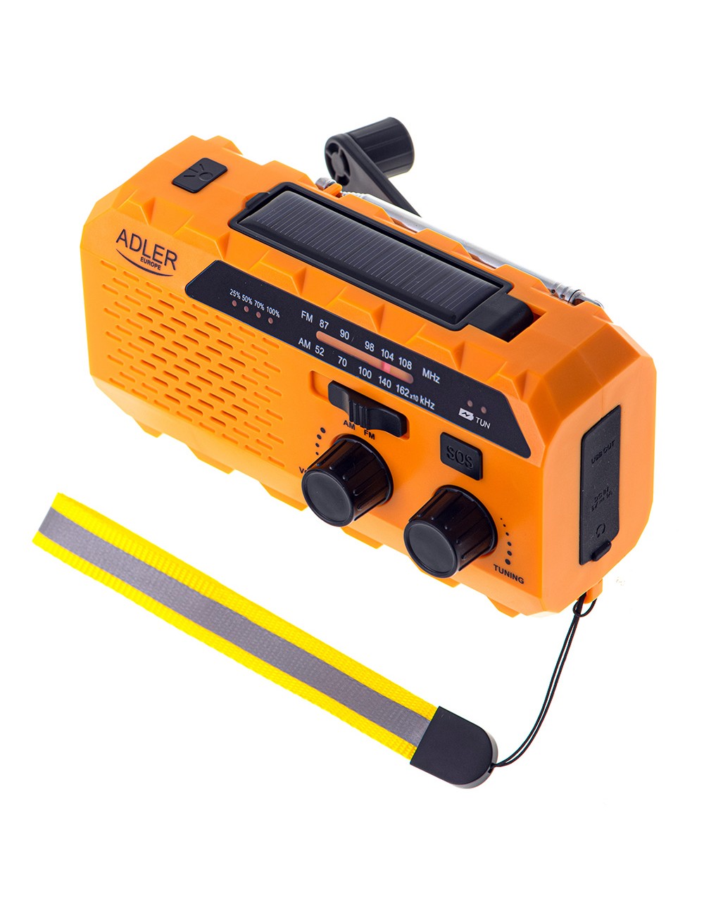 Radio solar con manivela ad 1197, 15,5 x 5 x 8 cm