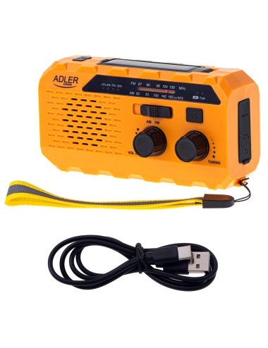 Radio solar con manivela ad 1197, 15,5 x 5 x 8 cm