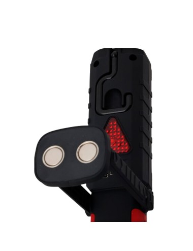 Linterna led de trabajo recargable doble funcion con gancho + imán, negra, 50 x 35 x 215 mm