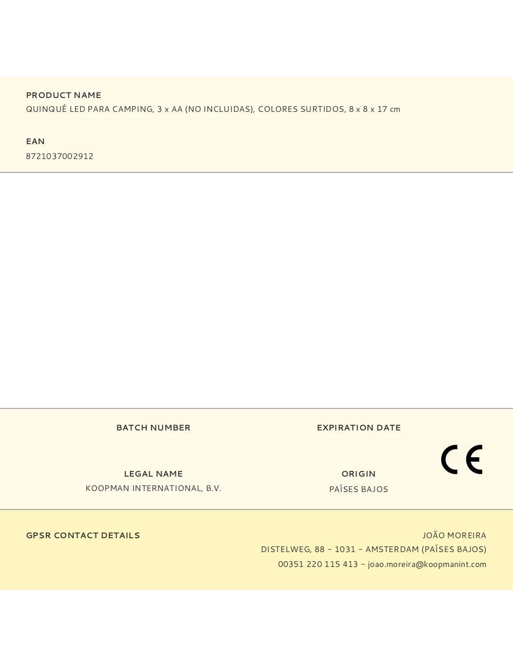 Quinqué led para camping, 3 x aa (no incluidas), colores surtidos, 8 x 8 x 17 cm