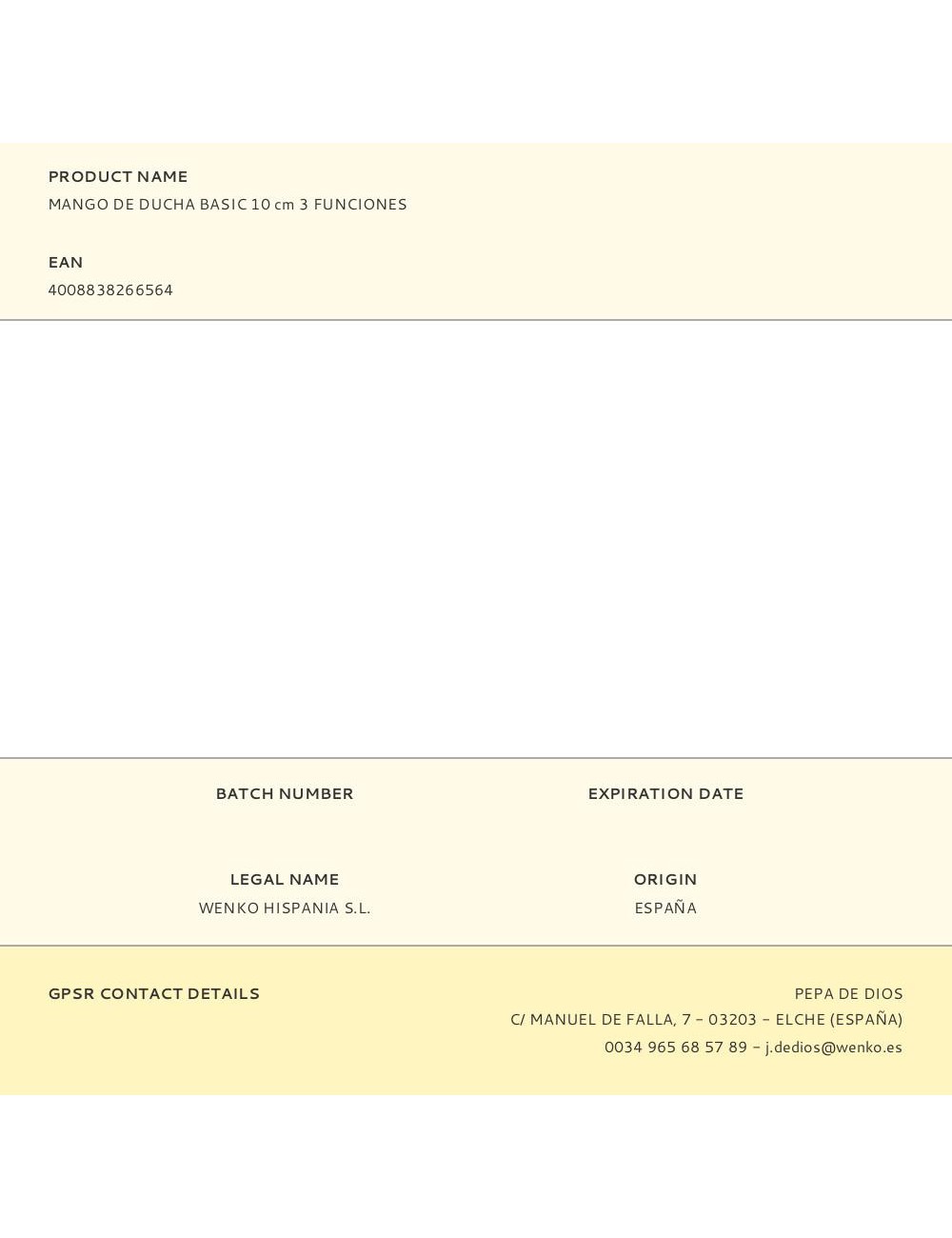 Mango de ducha basic 10 cm 3 funciones