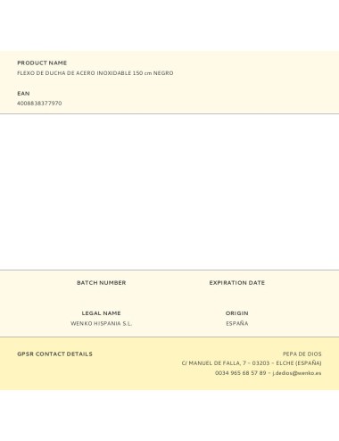 Flexo de ducha de acero inoxidable 150 cm negro