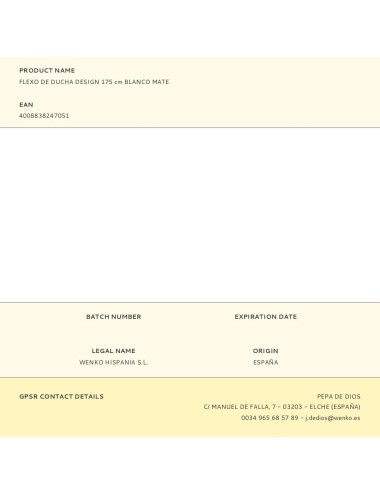 Flexo de ducha design 175 cm blanco mate