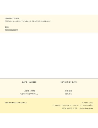 Portarrollos sin tapa bosio de acero inoxidable