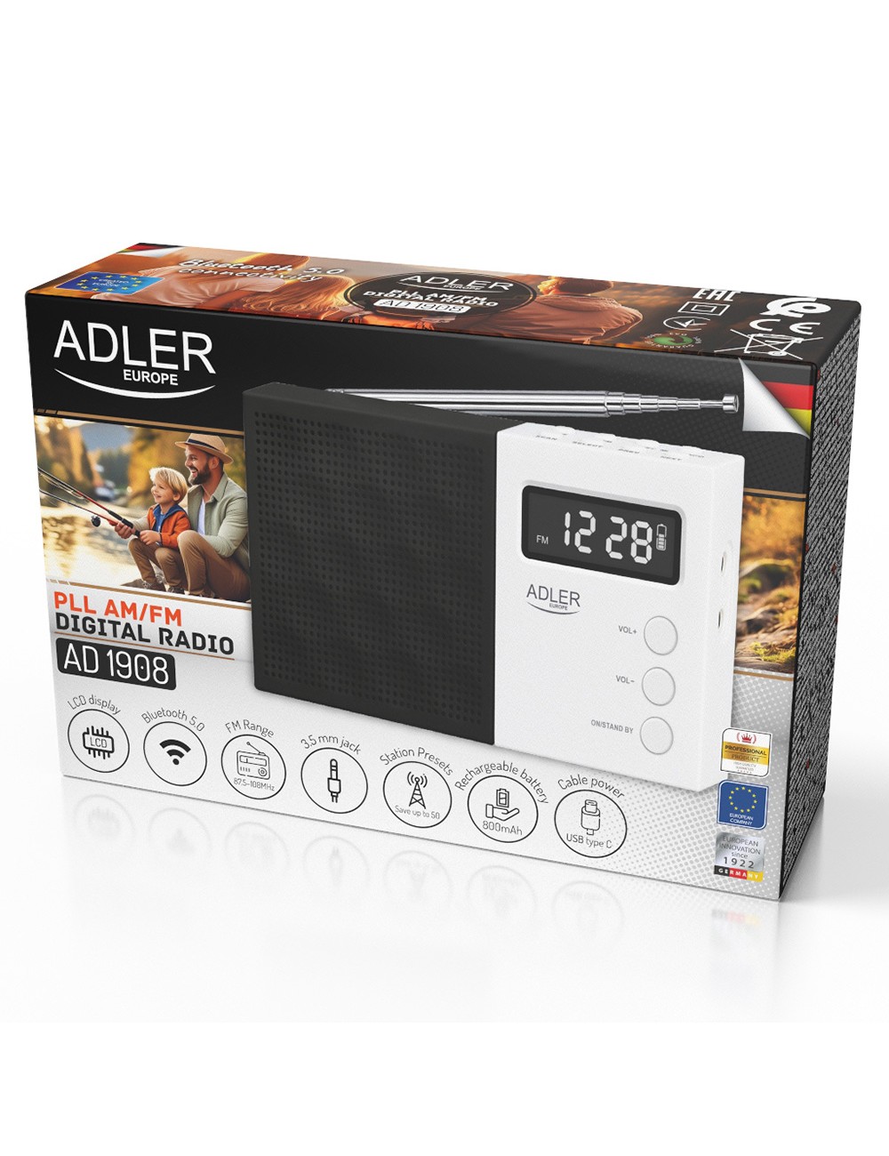 Radio digital pll fm ad 1908, 12,5 x 3 x 7 cm