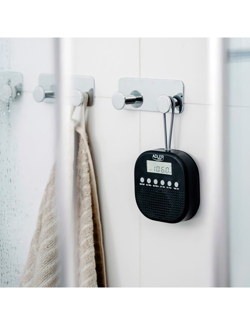 Radio fm resistente al agua ipx4 ad 1912, 9 x 9 x 2,5 cm