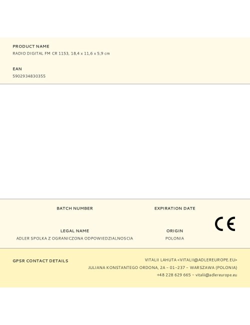 Radio digital fm cr 1153, 18,4 x 11,6 x 5,9 cm