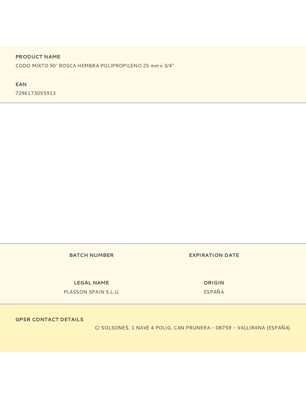 Codo mixto 90° rosca hembra polipropileno 25 mm x 3/4"