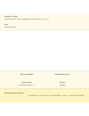 Codo mixto 90° rosca hembra polipropileno 32 mm x 1"