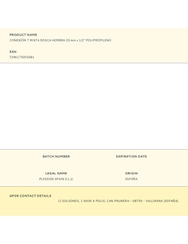 Conexión t mixta rosca hembra 20 mm x 1/2'' polipropileno