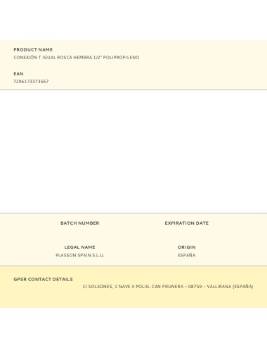 Conexión t igual rosca hembra 1/2" polipropileno