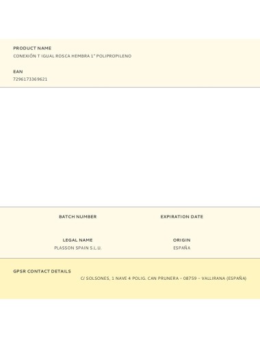 Conexión t igual rosca hembra 1" polipropileno