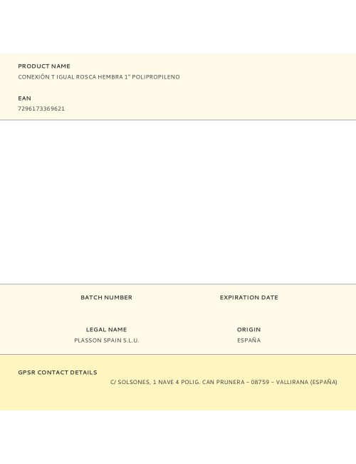 Conexión t igual rosca hembra 1" polipropileno