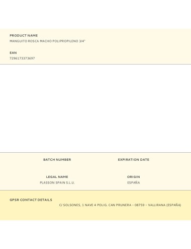 Manguito rosca macho polipropileno 3/4"