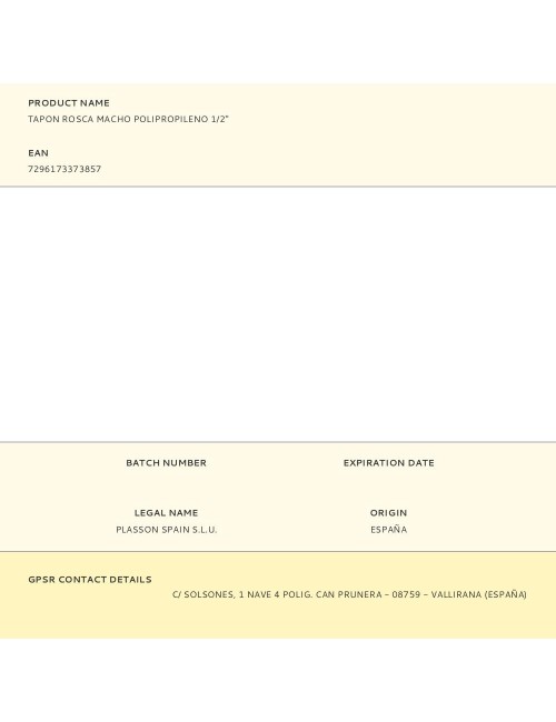 Tapon rosca macho polipropileno 1/2"