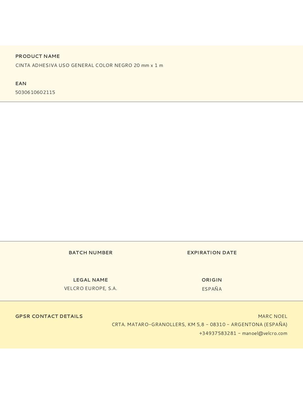 Cinta adhesiva uso general negro 20 mm x 1 m