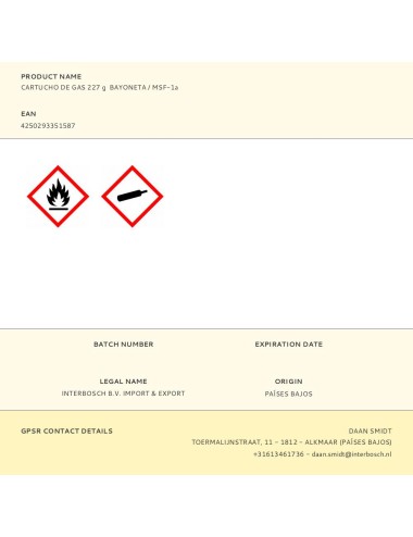 Cartucho de gas 227 g bayoneta / msf-1a