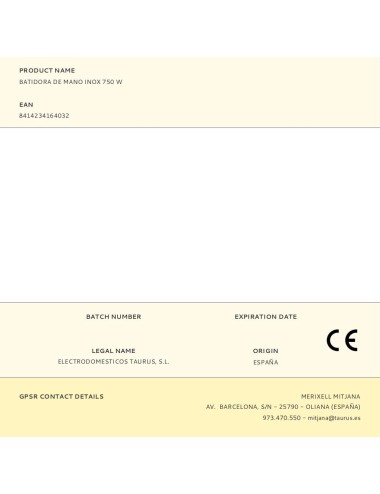 Batidora de mano inox 750 w