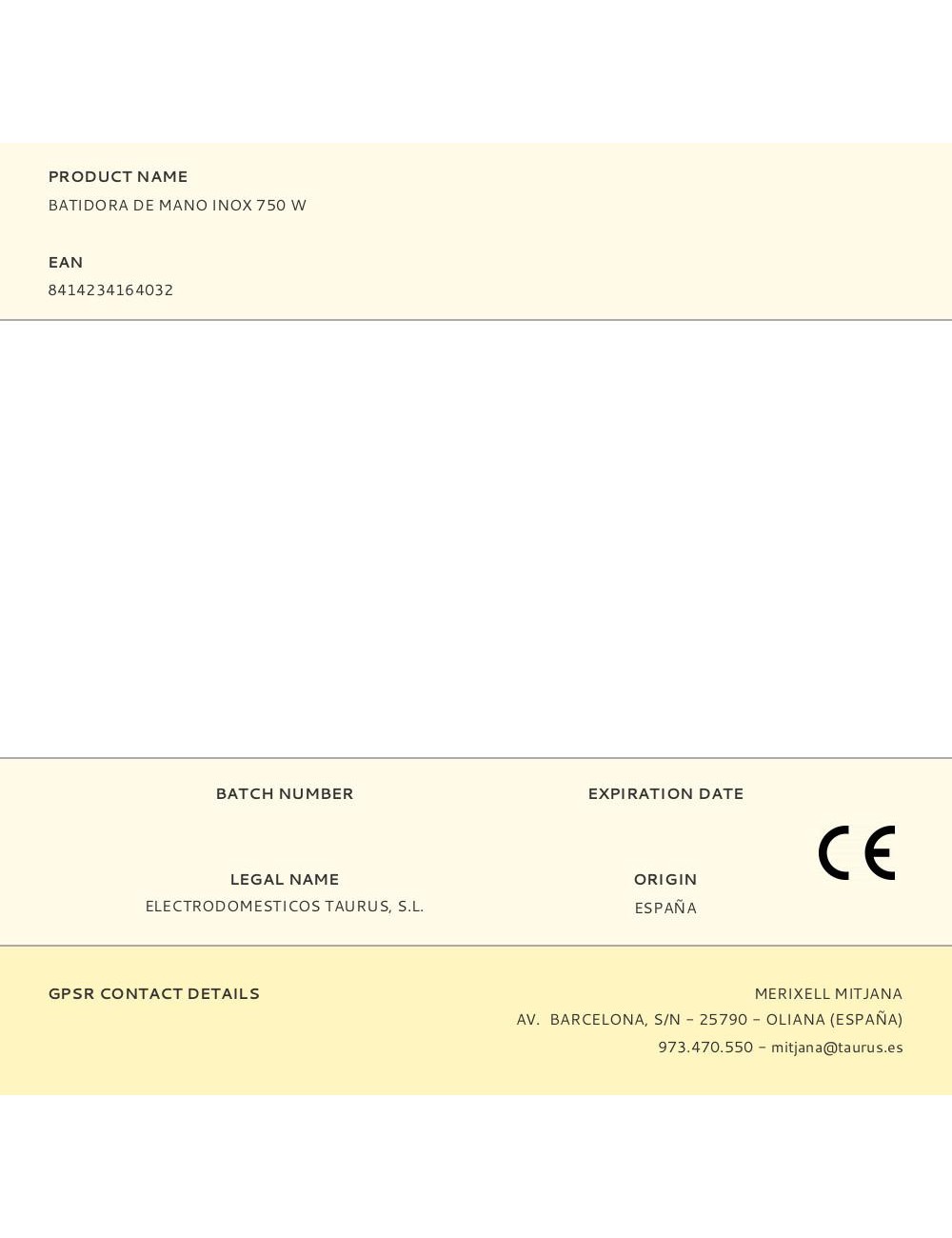 Batidora de mano inox 750 w