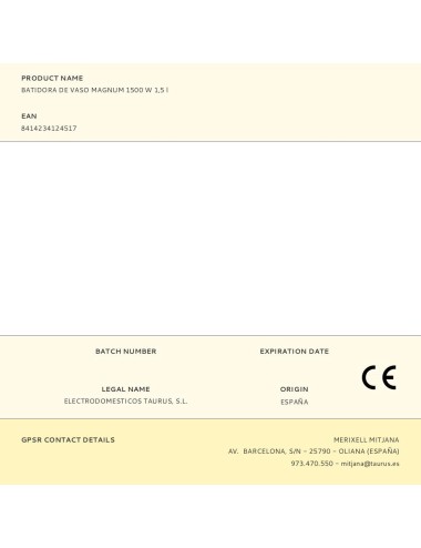 Batidora de vaso magnum 1500 w 1,5 l