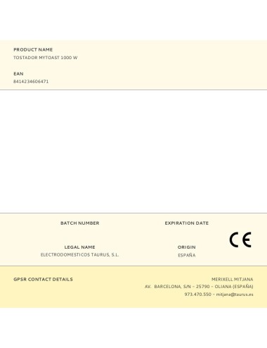 Tostador mytoast 1000 w